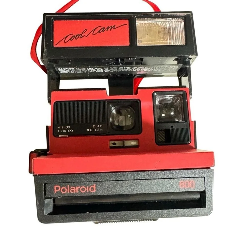 Polaroid Cool Cam 600 Instant Camera RED w/ Strap Vintage! Untested